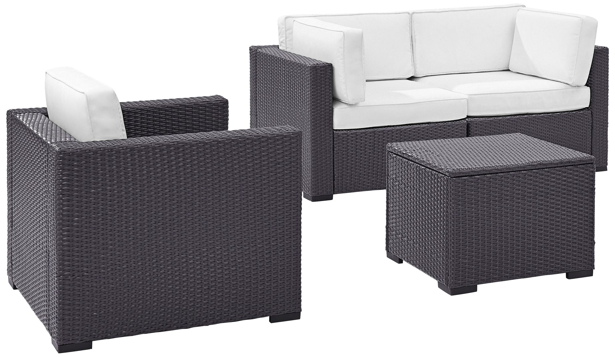 Biscayne White Fabric 4-Piece 3-Seat Outdoor Patio Set