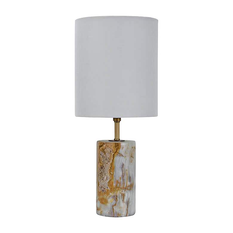 Shalom Jade and Brass Cylinder 18 1/2&quot;H Accent Table Lamp