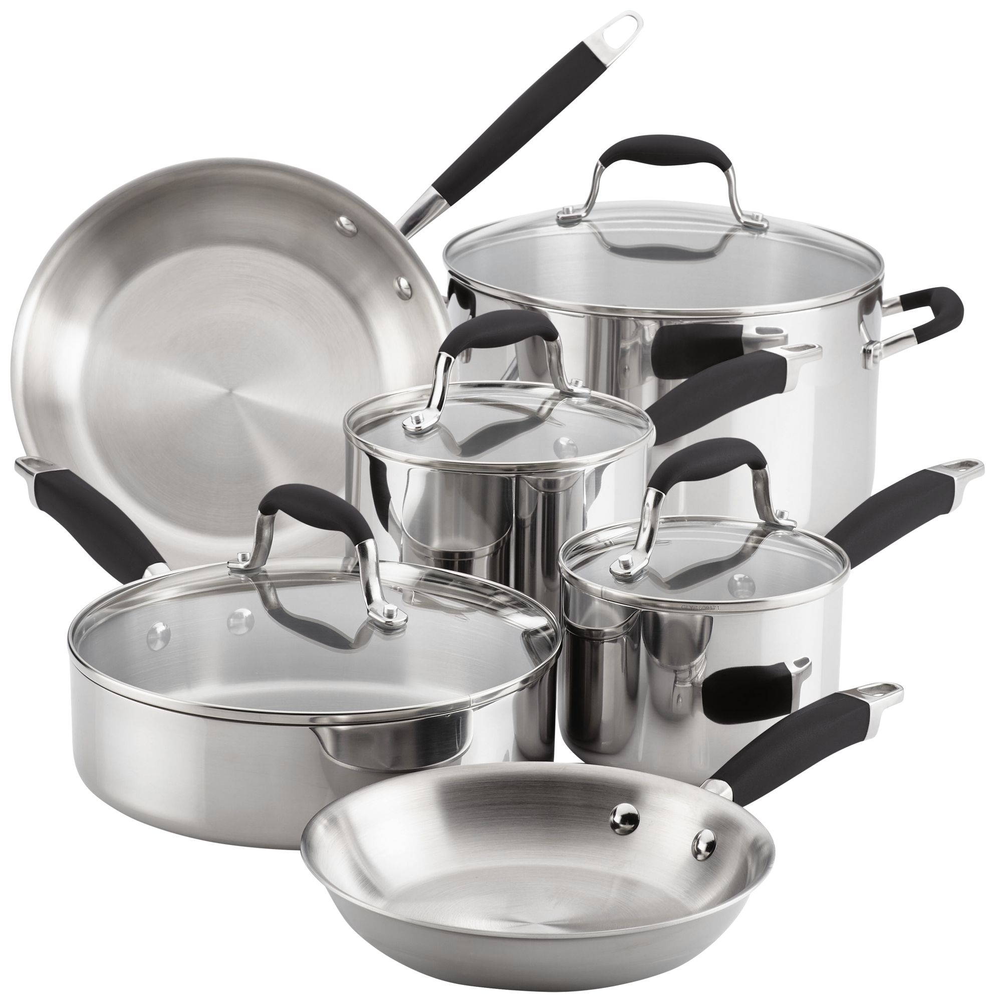 Anolon Tri-Ply Onyx Stainless Steel 10-Piece Cookware Set