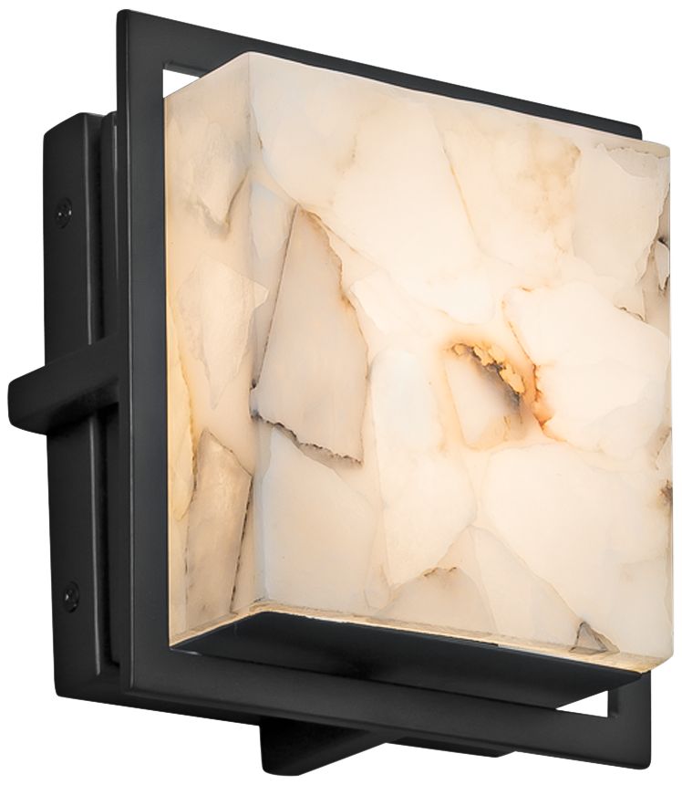 Alabaster Rocks! Avalon 6 1/2"H Black LED Outdoor Wall Light