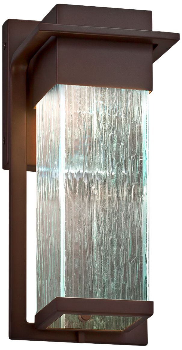 Fusion Pacific 12"H Rain Glass Bronze LED Outdoor Wall Light