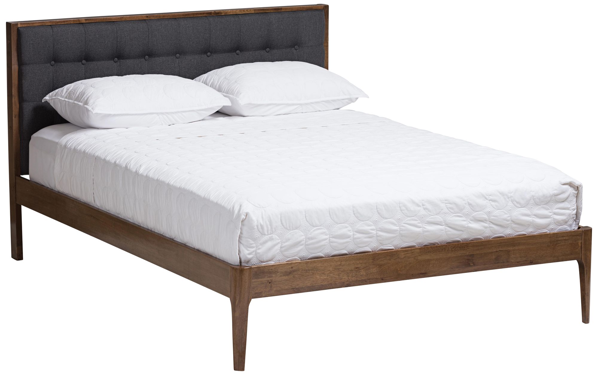 Jupiter Gray Fabric Button-Tufted Platform Bed