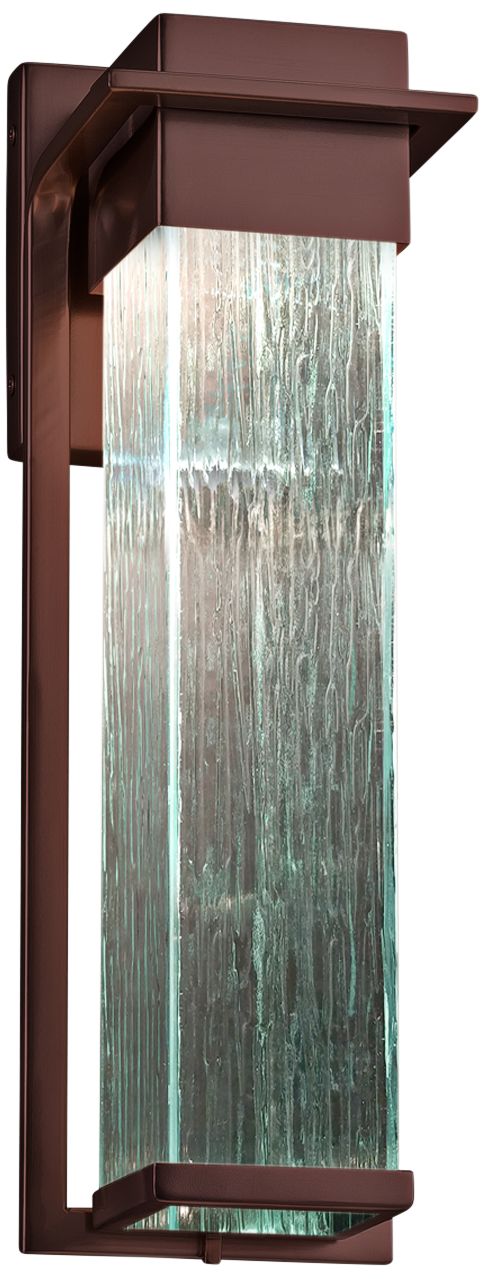 Fusion Pacific 16 1/2"H Rain Glass Bronze LED Outdoor Wall Light