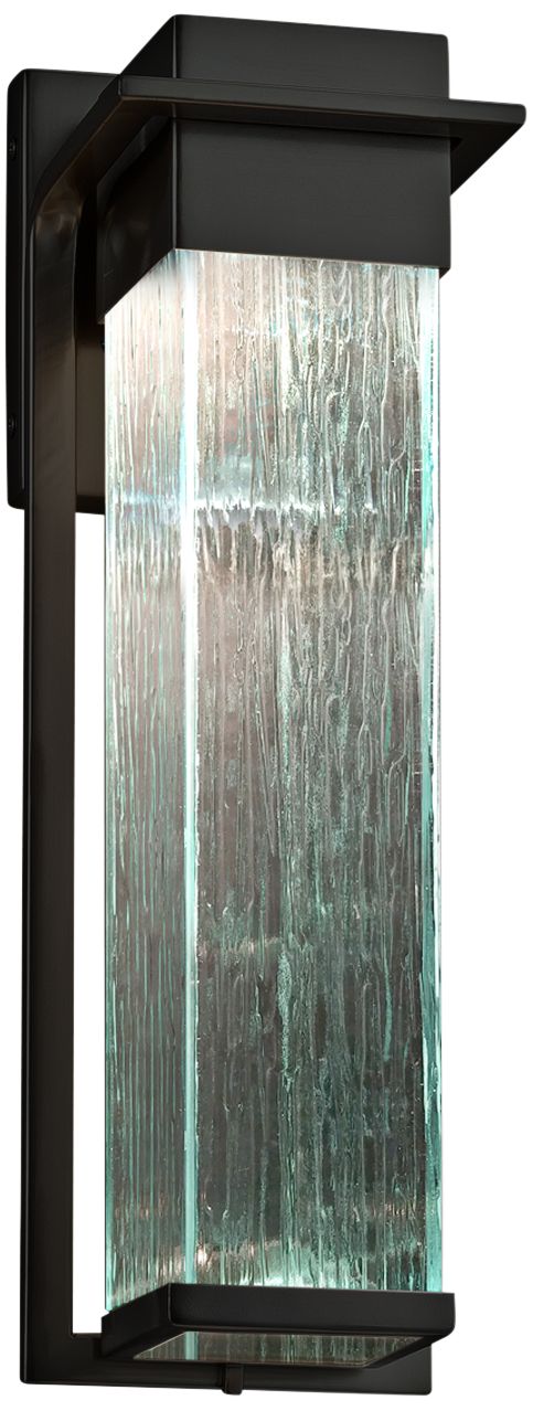 Fusion Pacific 16 1/2"H Rain Glass Black LED Outdoor Wall Light