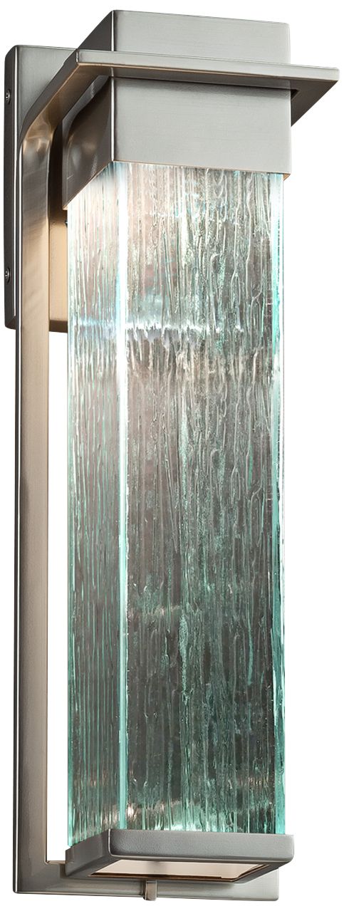 Fusion Pacific 16 1/2"H Rain Glass Nickel LED Outdoor Wall Light