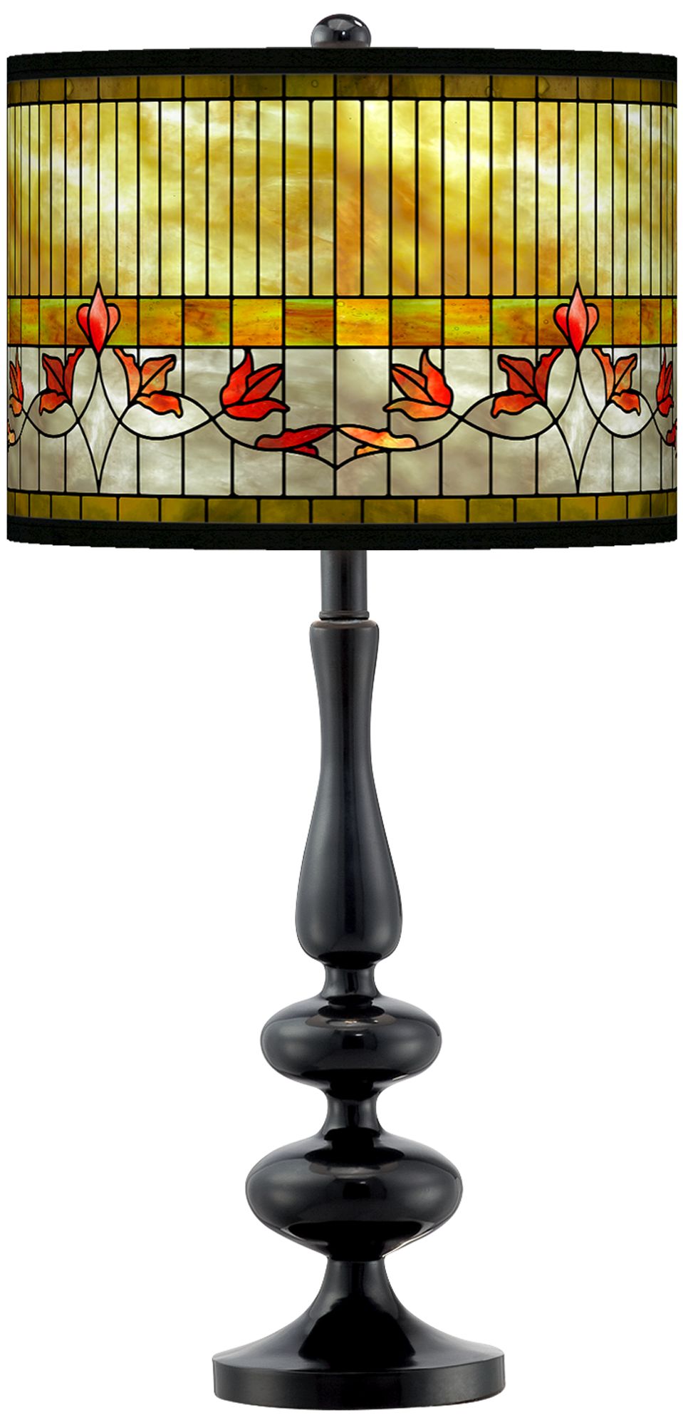 Tiffany-Style Lily Giclee Paley Black Table Lamp