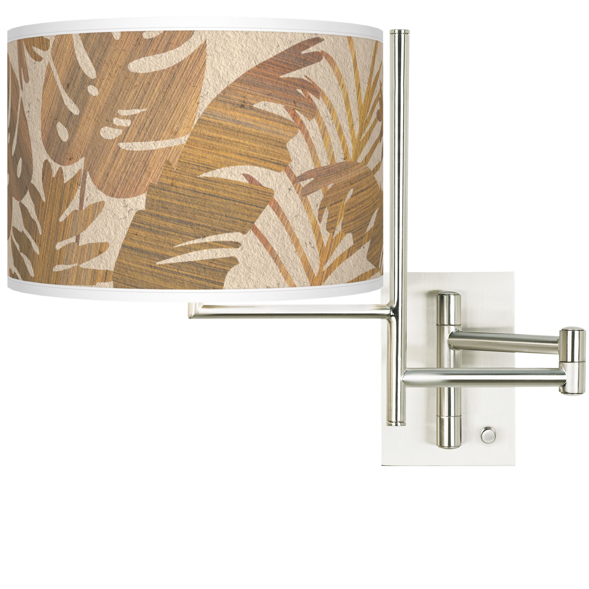 Tempo Tropical Woodwork Plug-in Swing Arm Wall Lamp