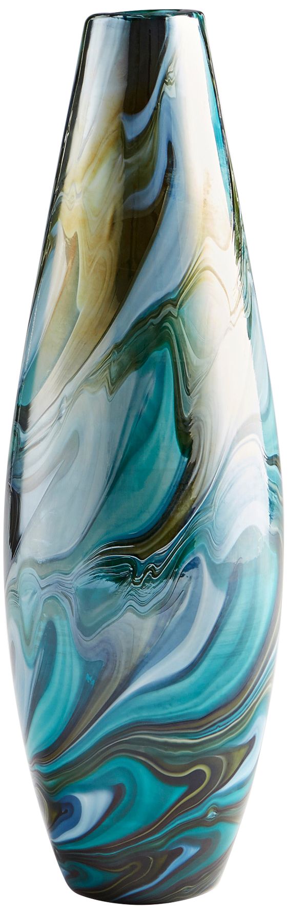 Chalcedony Medium 15 3/4" High Multi-Color Blue Glass Vase