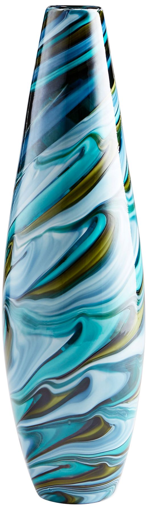 Chalcedony Large 19 3/4" High Multi-Color Blue Glass Vase