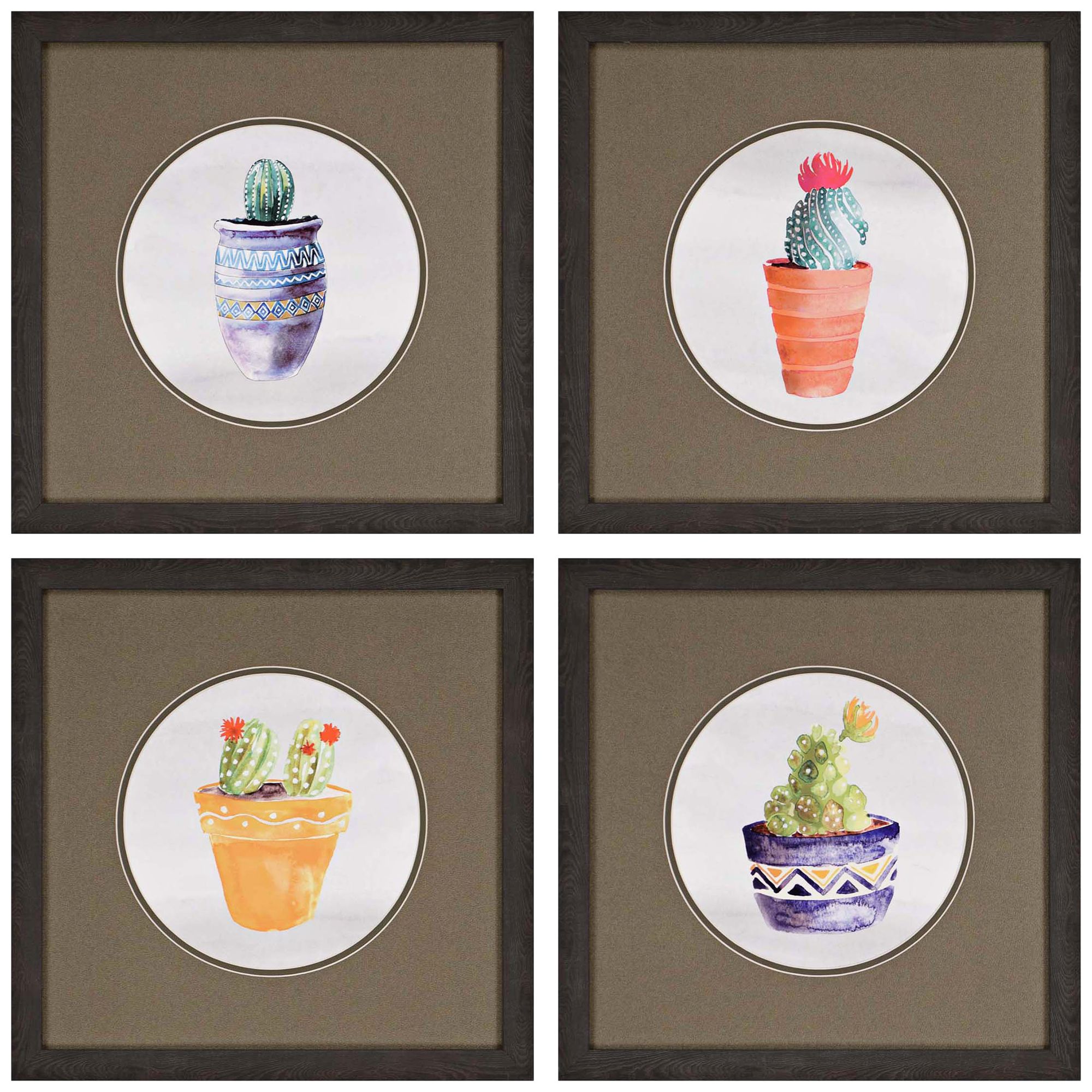 Cactus 18" Square 4-Piece Framed Wall Art Set