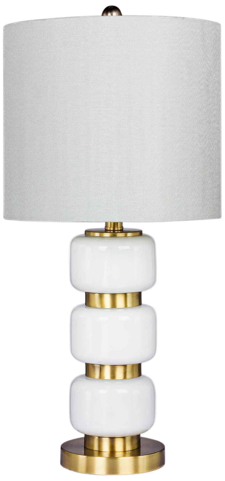 Marisa White Glass and Antique Brass Metal Table Lamp
