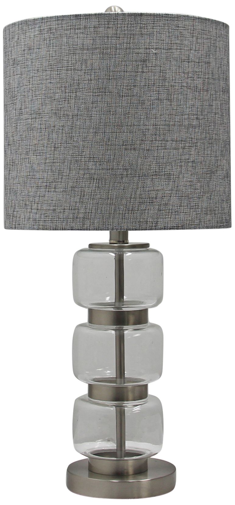 Marisa Clear Glass and Brushed Steel Metal Table Lamp