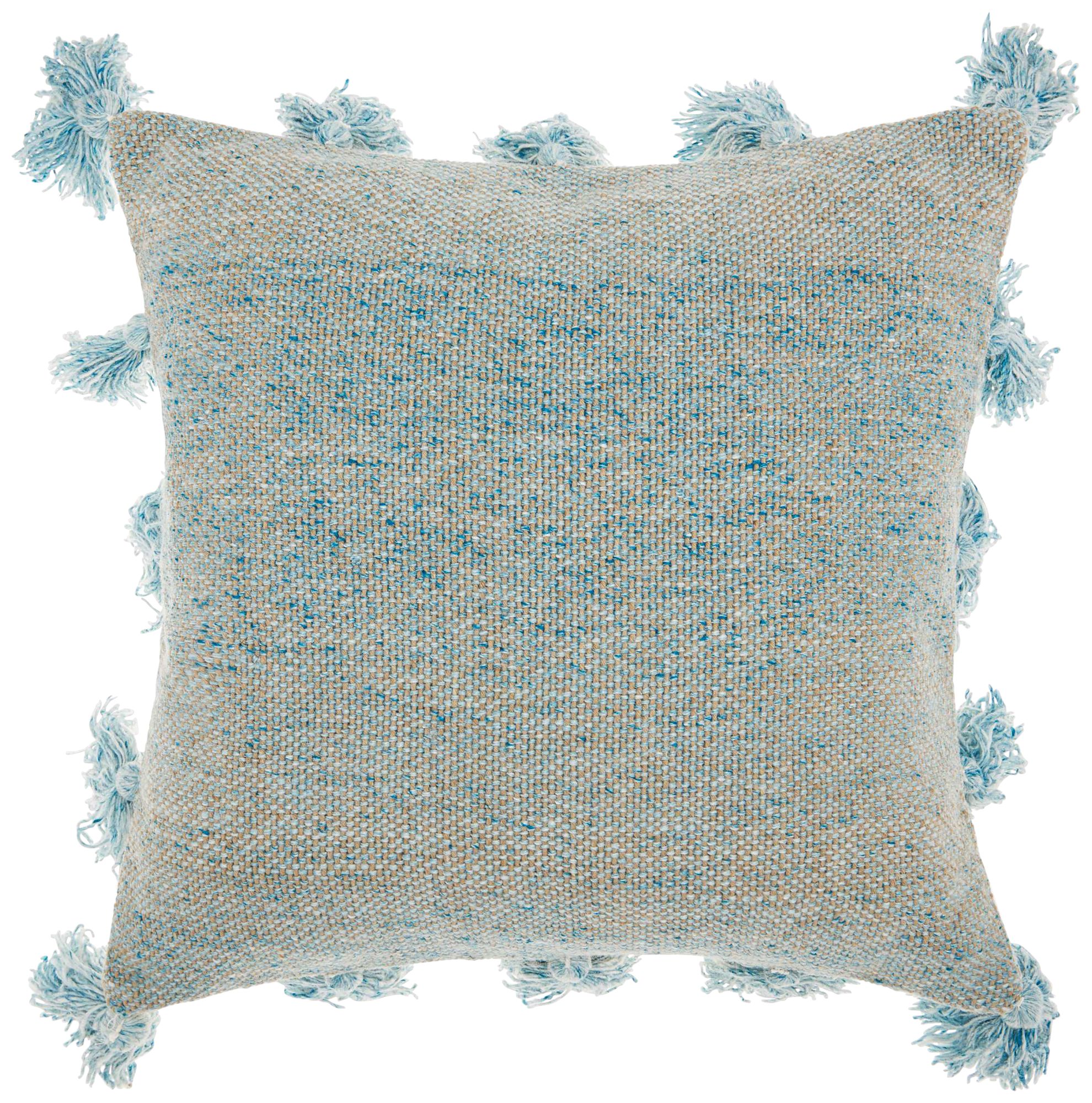 Life Styles Blue Tassel Border 18" Square Throw Pillow 37R42 Lamps