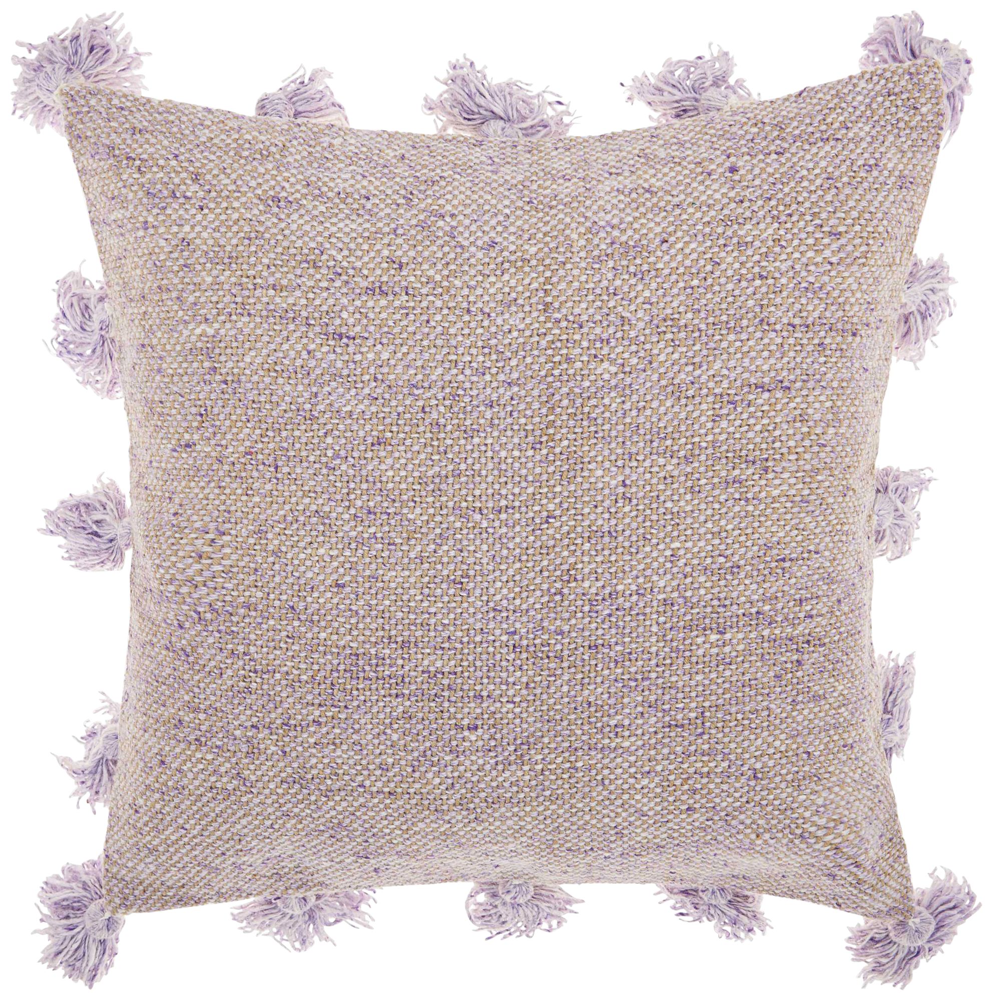 Life Styles Lavender Tassel Border 18" Square Throw Pillow 37R48