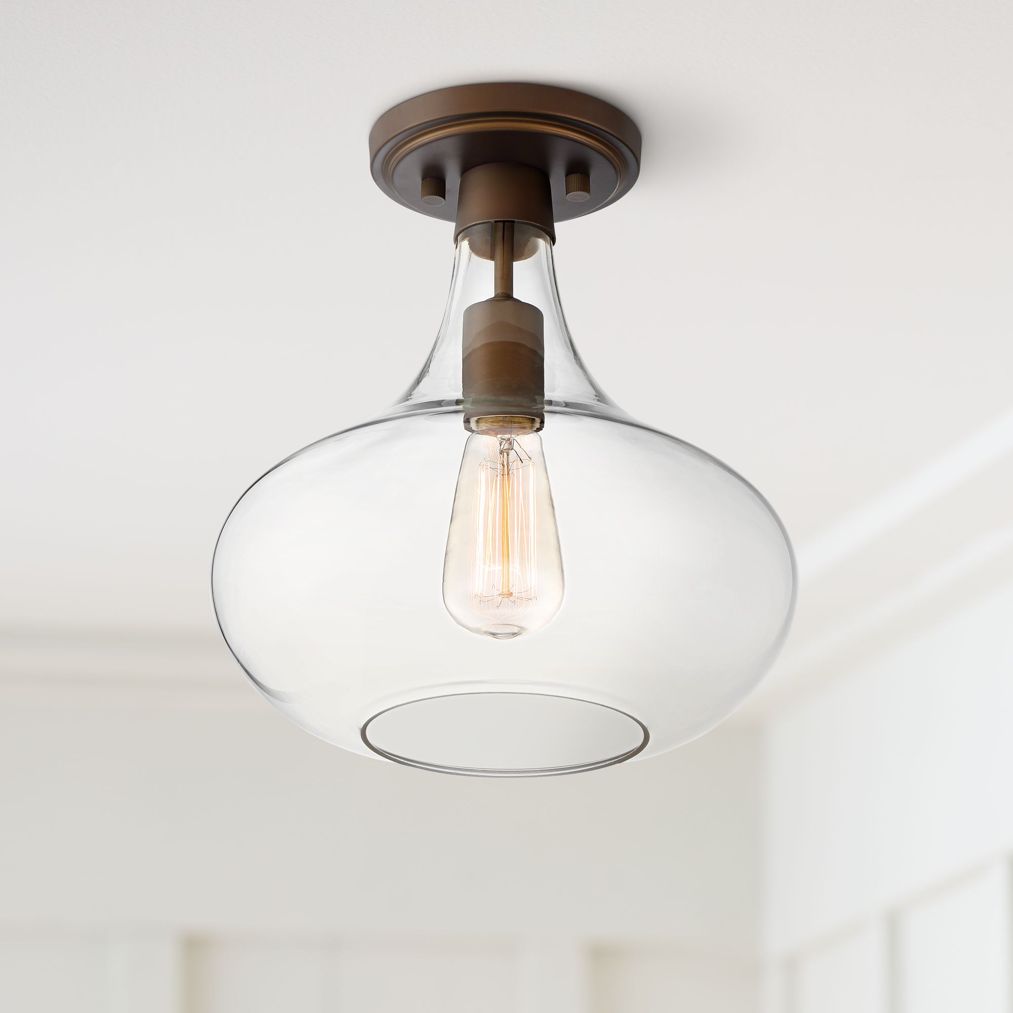 Modern Ceiling Light Semi Flush Mount Fixture Bronze 11 Clear