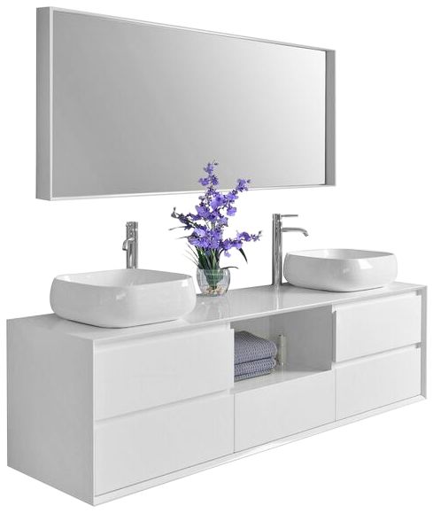 Catherine 72" White 5-Drawer Double Sink Vanity Set