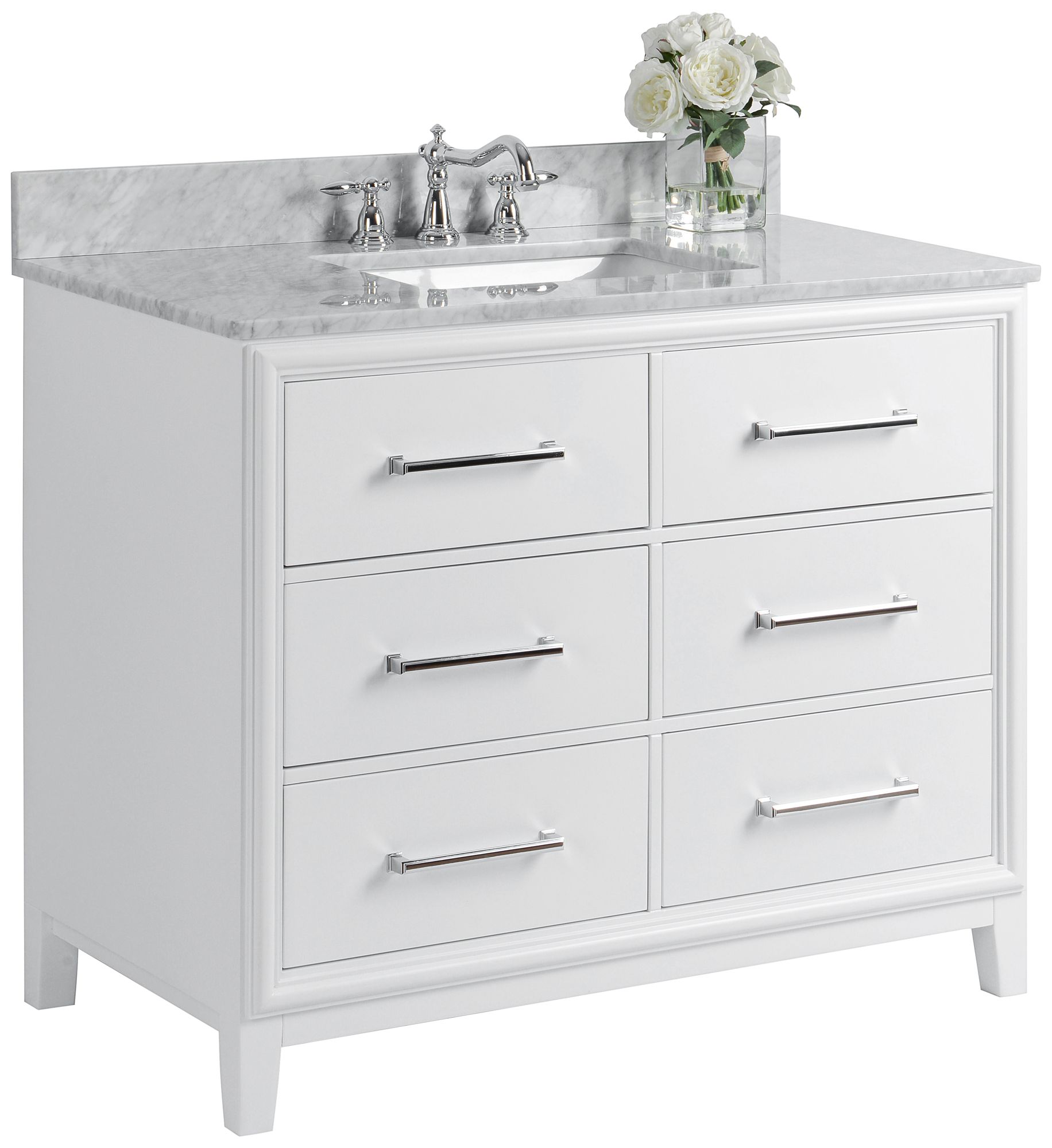 Ellie 42 White 6 Drawer Single Sink Vanity Set 37w22 Lamps Plus