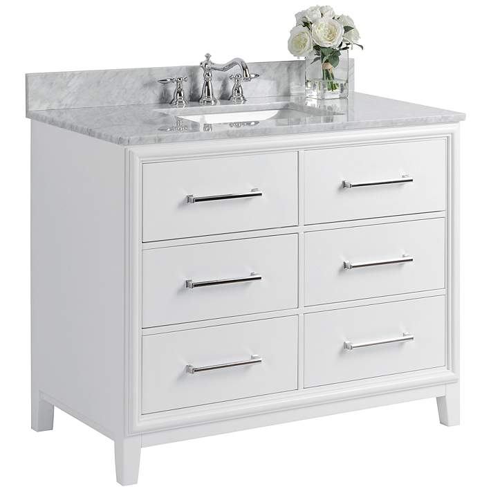 Ellie 42 White 6 Drawer Single Sink Vanity Set 37w22 Lamps Plus