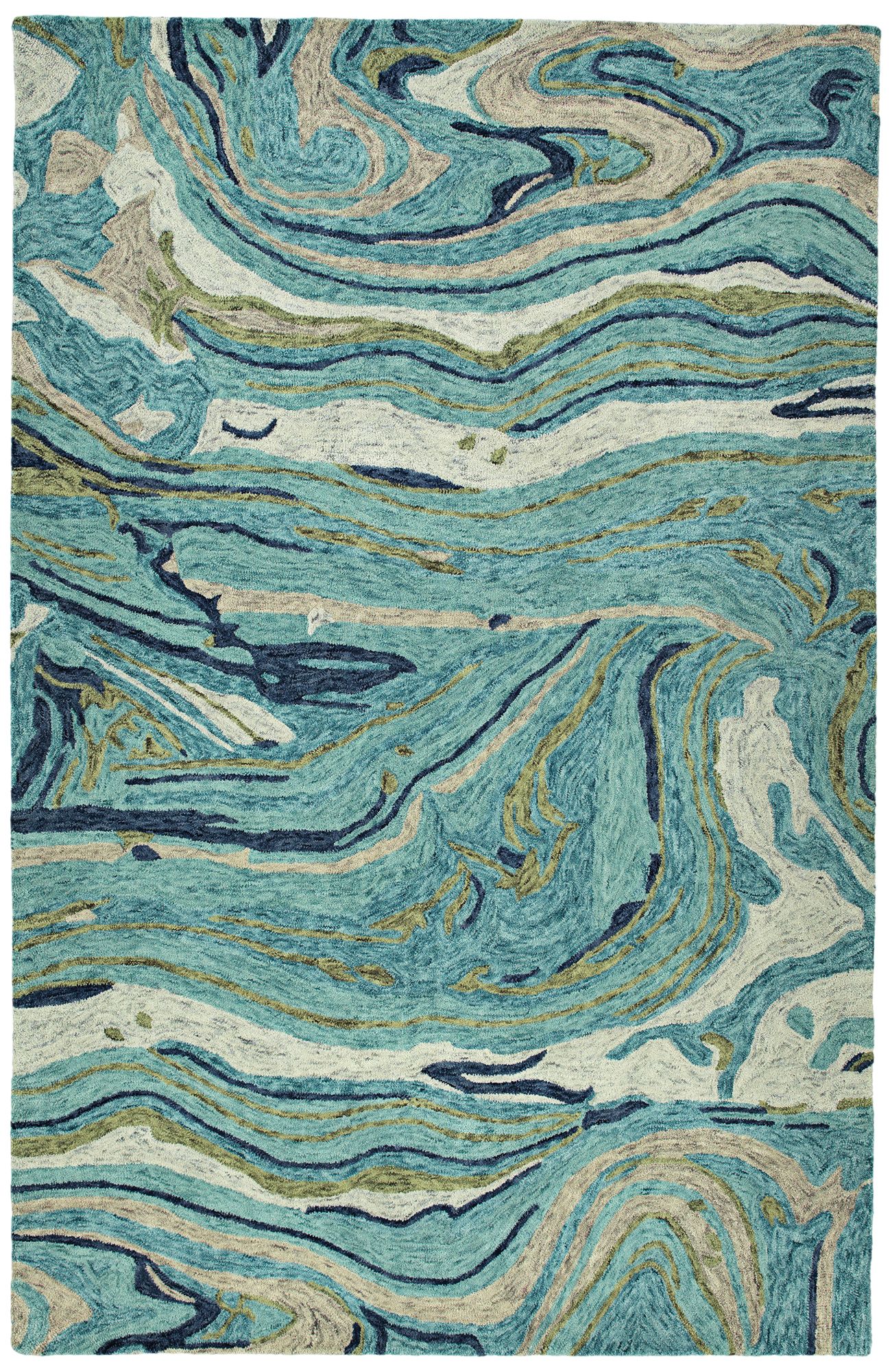 Kaleen Marble MBL03-91 Teal Wool Area Rug 
