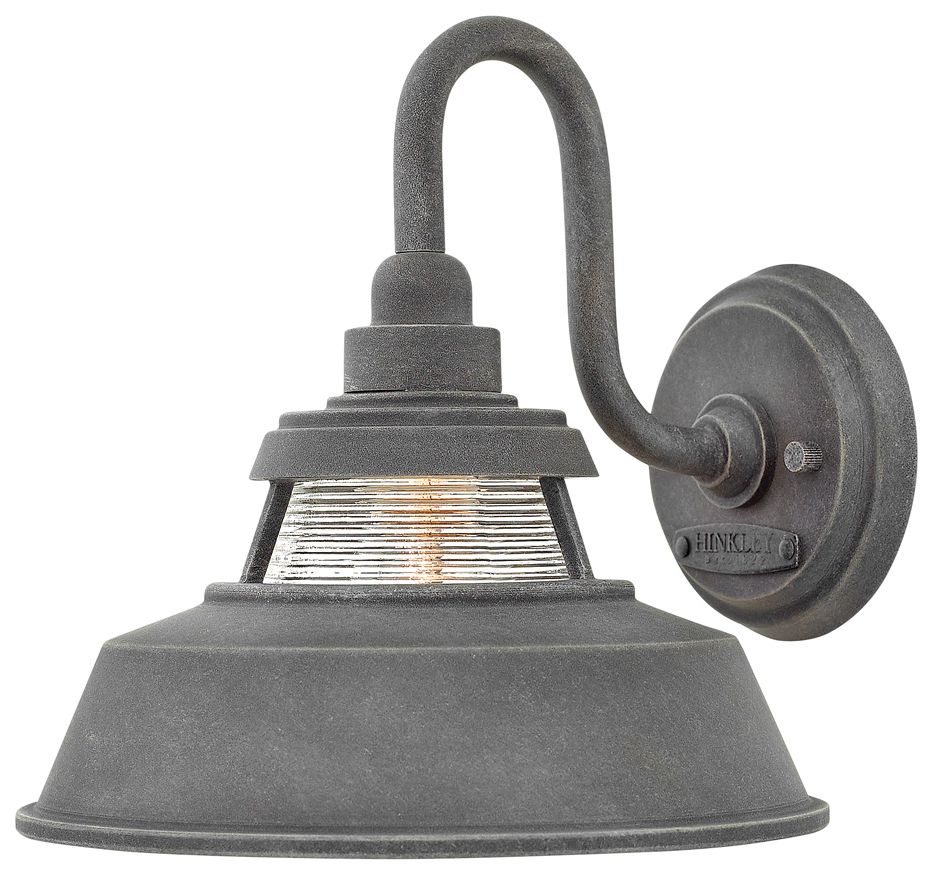 Hinkley Troyer 10" High Aged Zinc Outdoor Wall Light