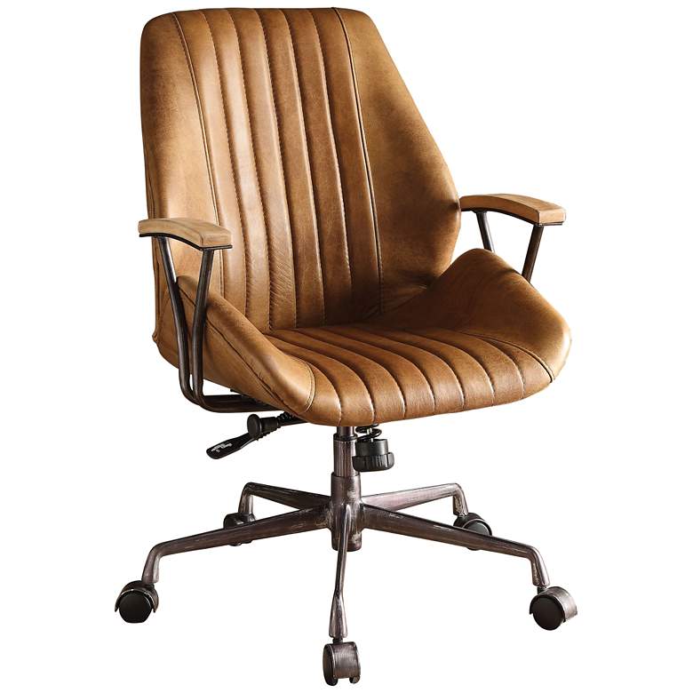 Birmingham Coffee Top Grain Leather Swivel Office Chair