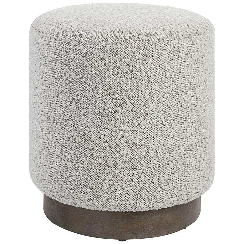 Image 2 Uttermost Avila Gray and White Fabric Ottoman with Wooden Base