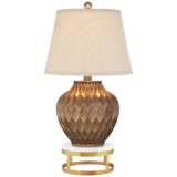 Buckhead Bronze 22&quot;H Urn Table Lamp With Brass Round Riser