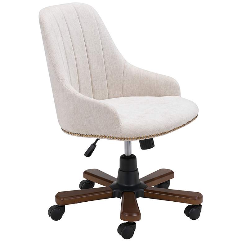 Zuo Gables Beige Faux Leather Adjustable Swivel Office Chair
