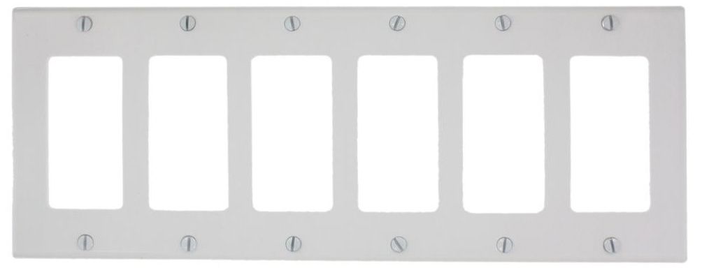 Leviton Decora White Standard Size 6-Gang Wall Plate