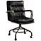 Hedia Vintage Dark Blue Top Grain Leather Swivel Office Chair