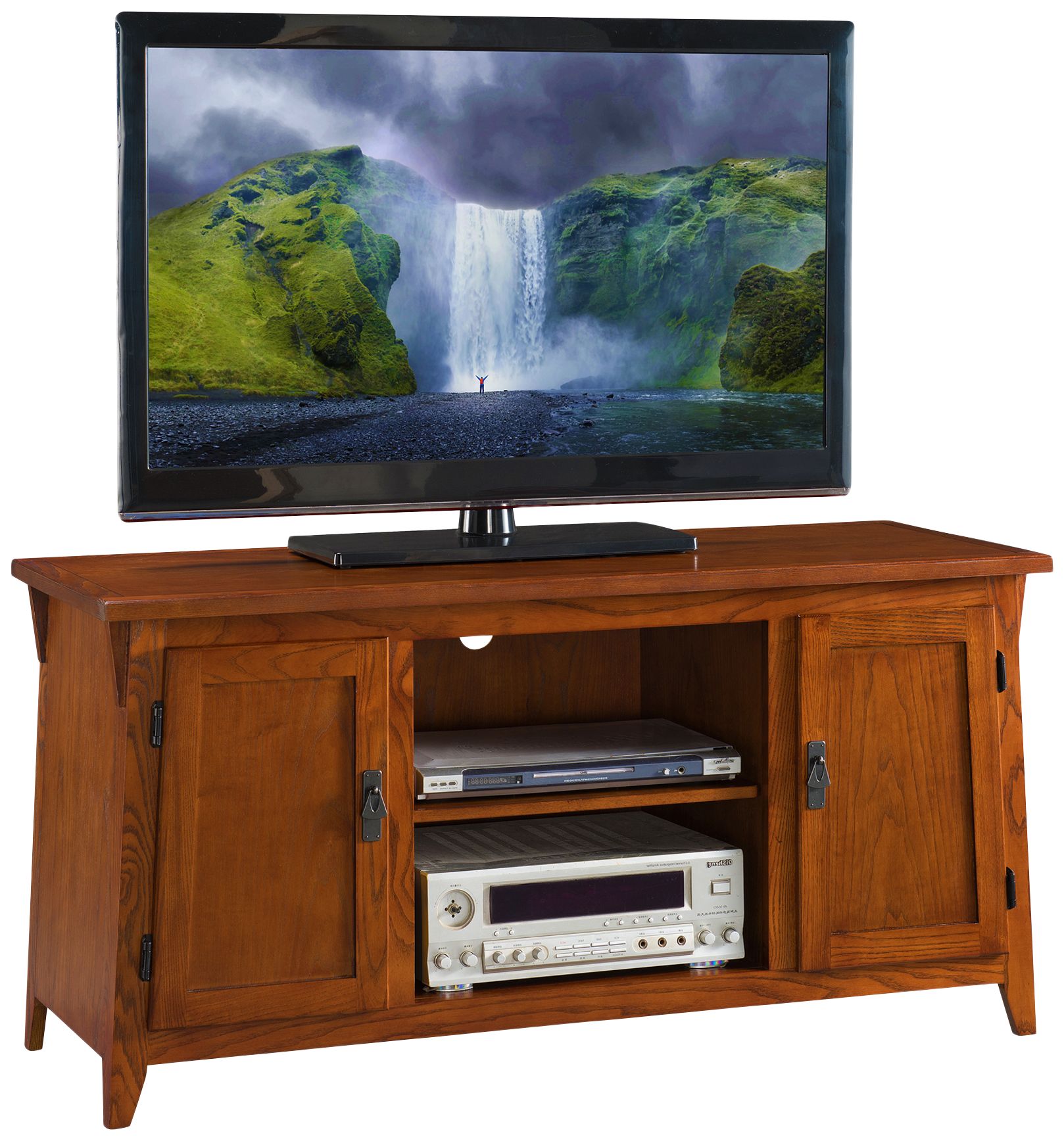 Hailley 50" Wide Russet Oak 2-Door TV Stand Console by Leick