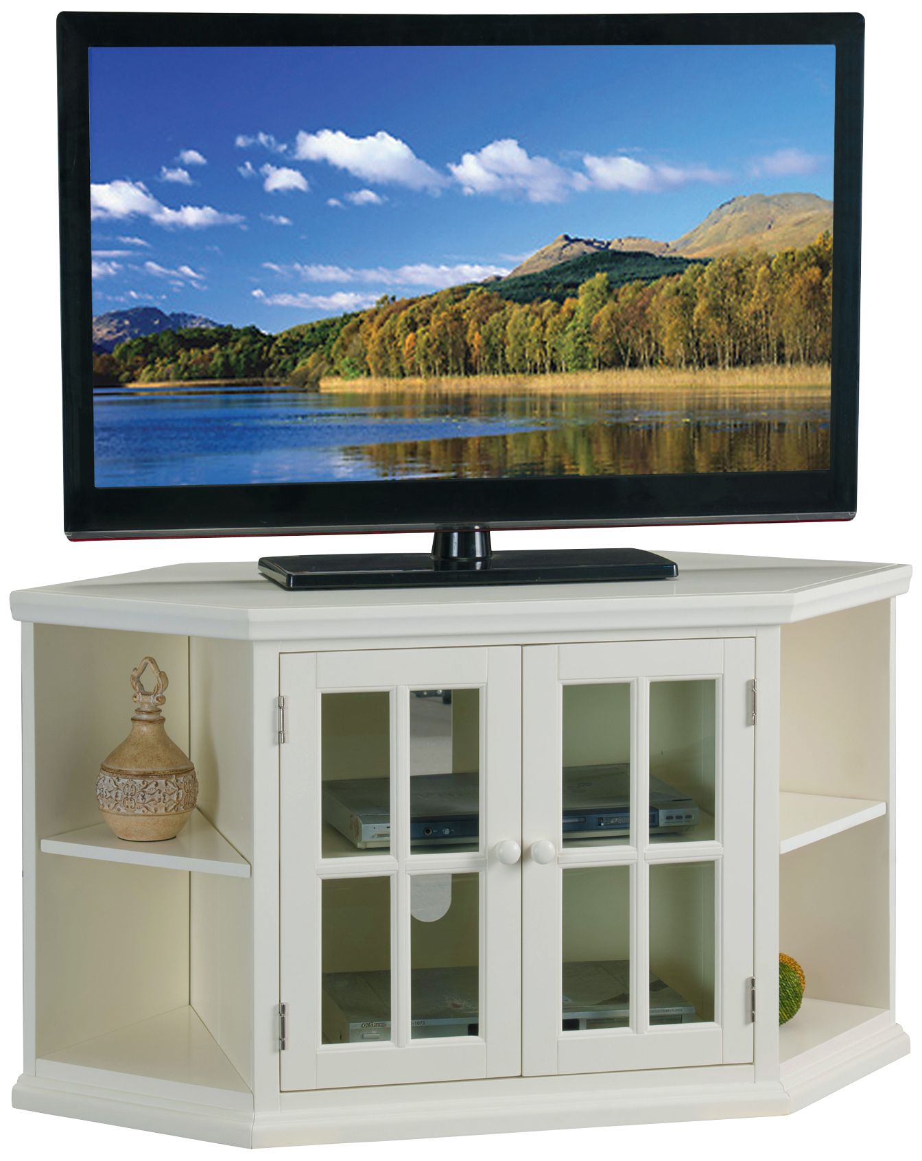 Shelbie 46 Wide Cottage White 2 Door Corner Tv Stand 38a09