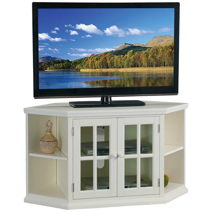 Shelbie 46 Wide Cottage White 2 Door Corner Tv Stand 38a09