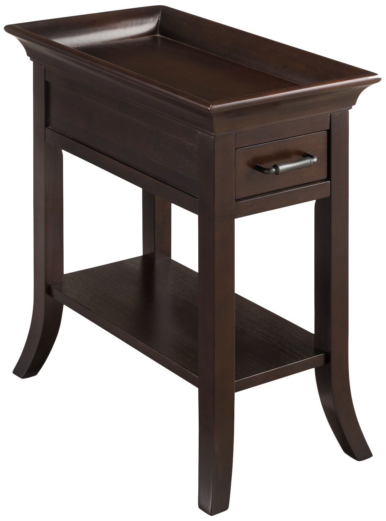Simpson 13" Wide Chocolate Cherry Tray Edge Chairside Table