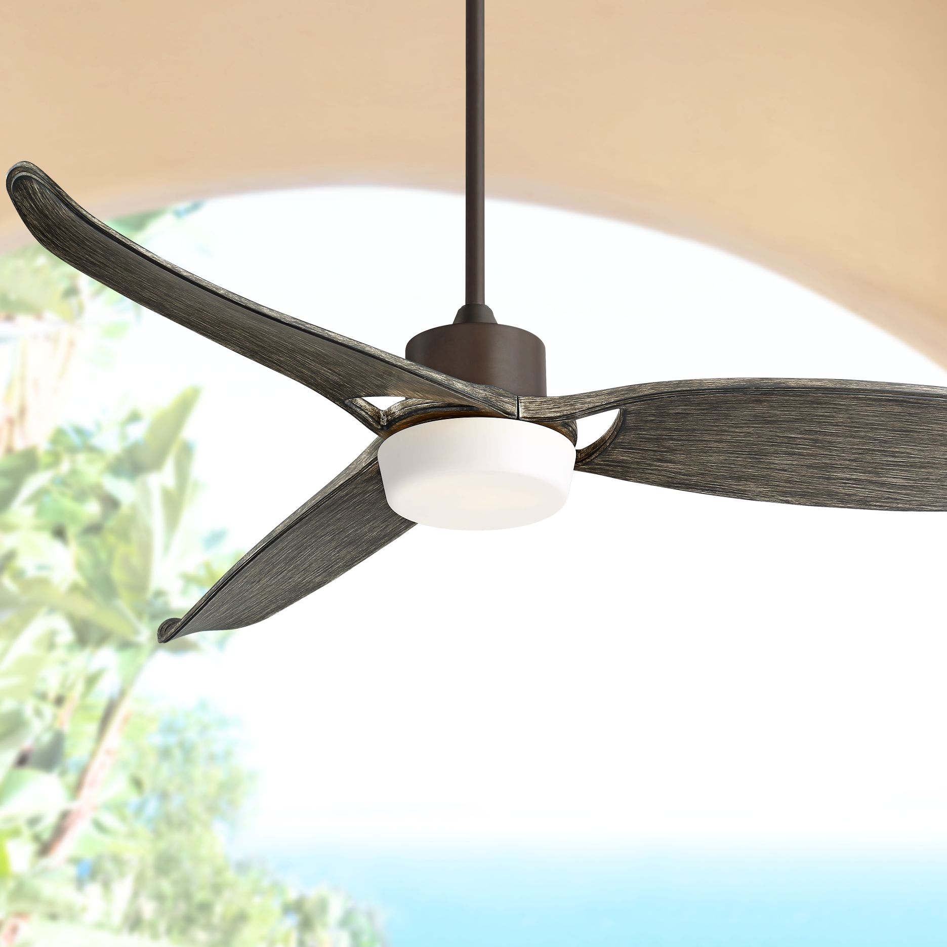 Details About 60 Rustic Outdoor Ceiling Fan With Light Led Bronze Opal Glass Damp For Patio