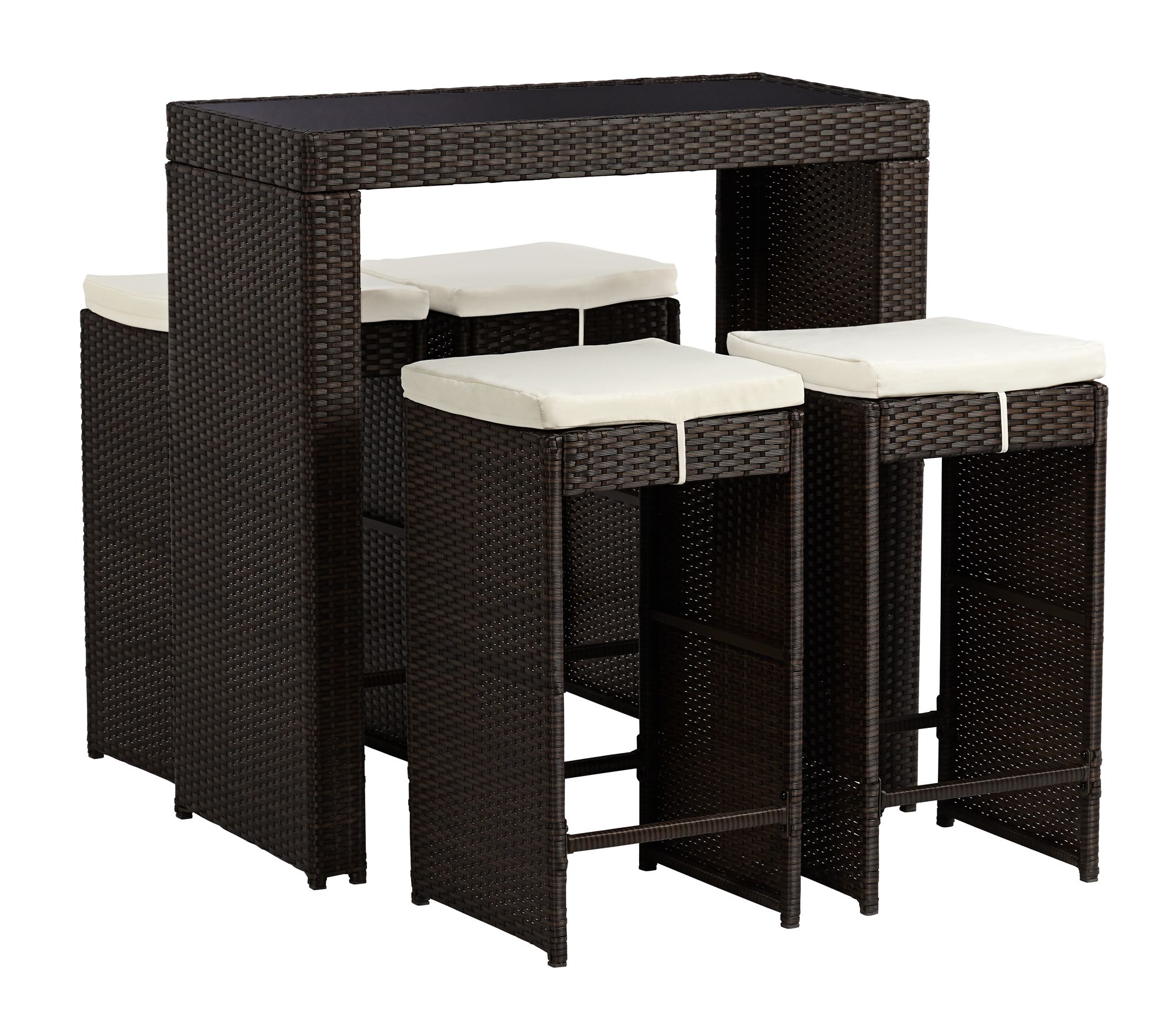 Port Henry Brown Wicker 5Piece Outdoor Bar Set 38C49 Lamps Plus