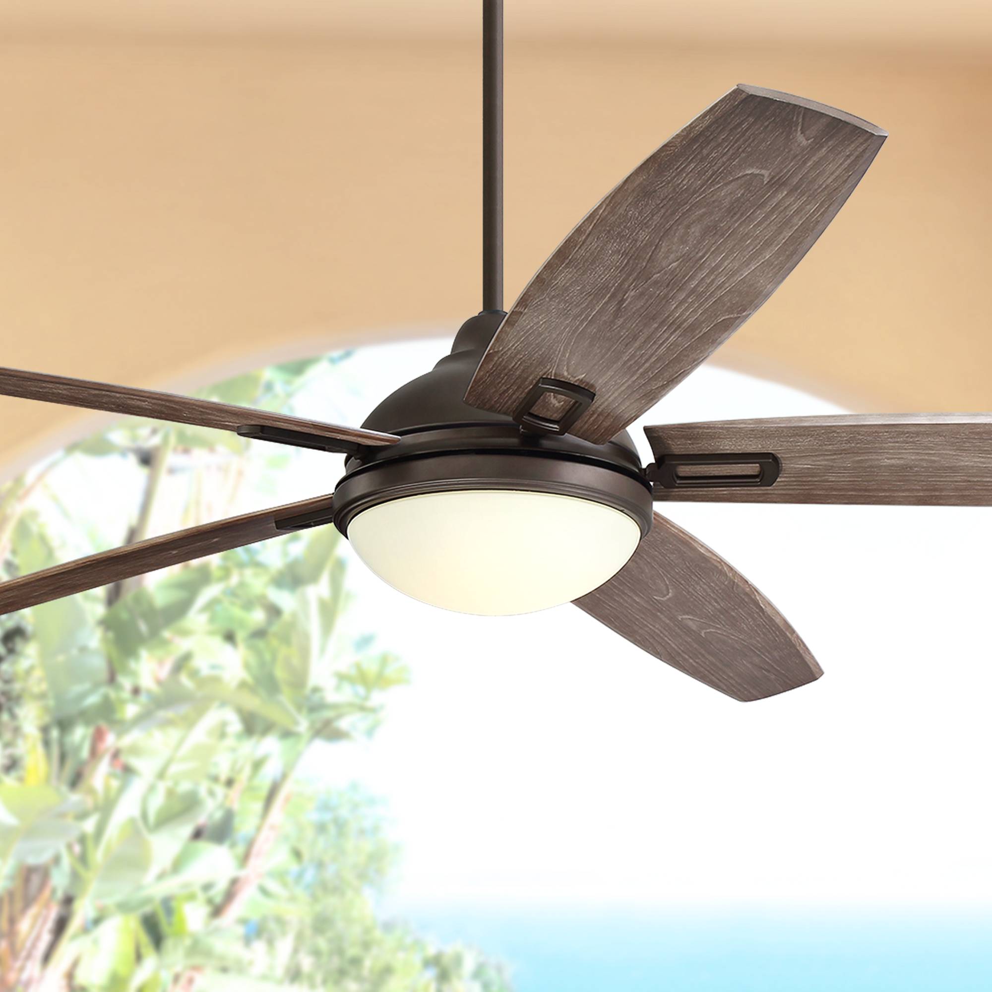 Details About 72 Rustic Outdoor Ceiling Fan With Light Led Bronze Wet Rated For Patio Porch