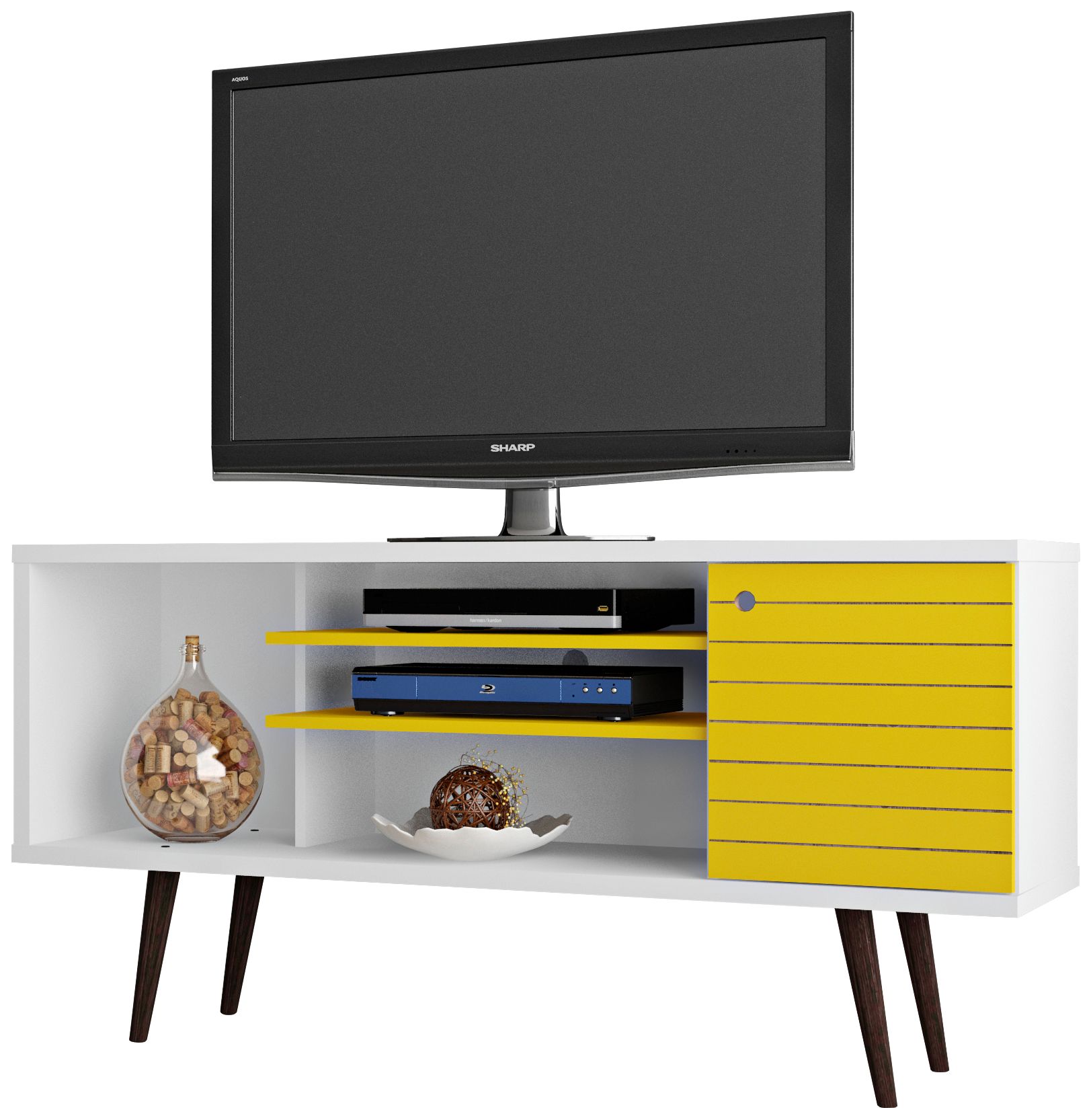 Liberty 53 1/4" White and Yellow 1-Door TV Stand