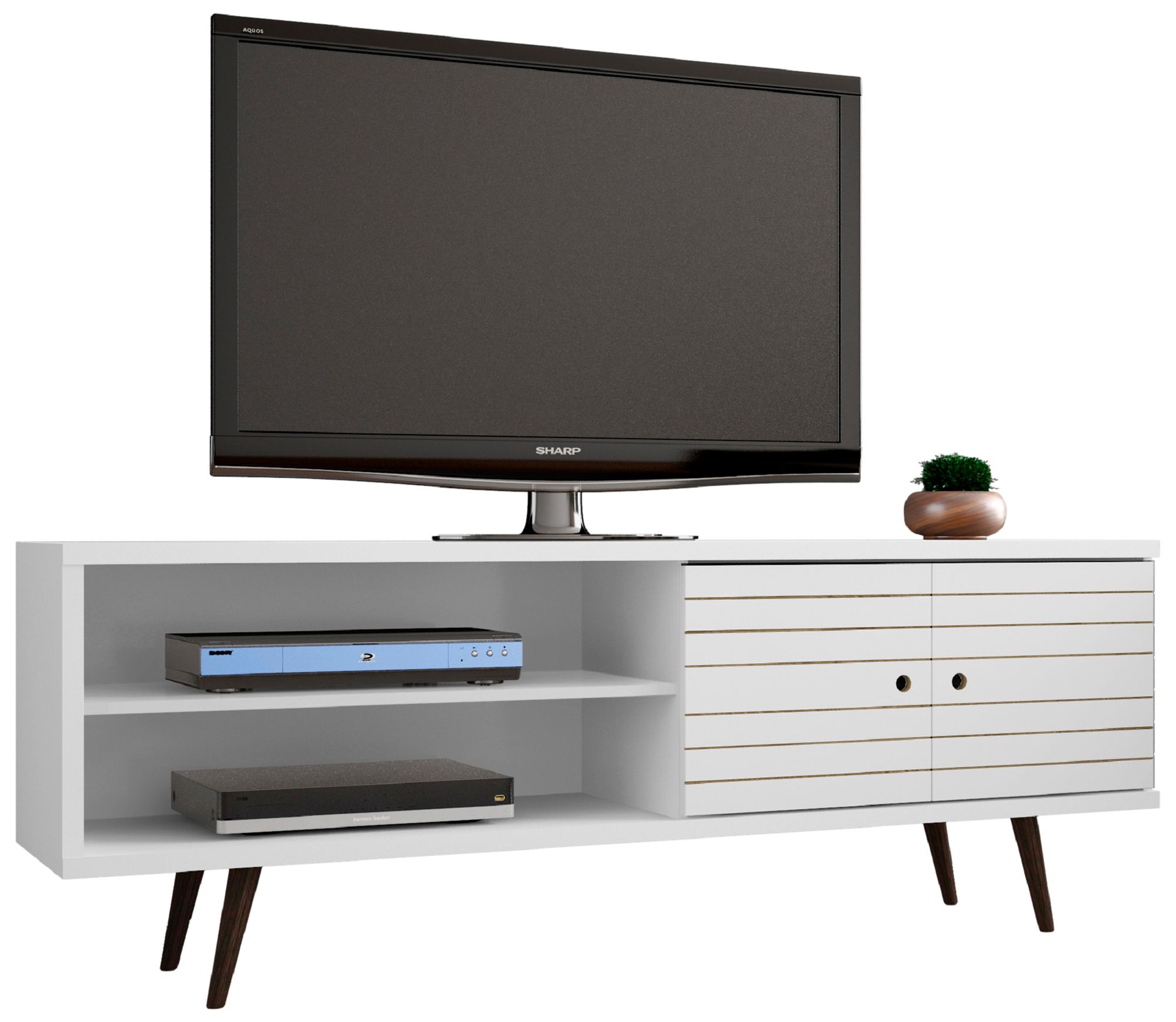 Liberty 63" Wide White Gloss Wood Modern TV Stand