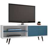 Liberty 63&quot; Wide White and Aqua Blue Modern TV Stand