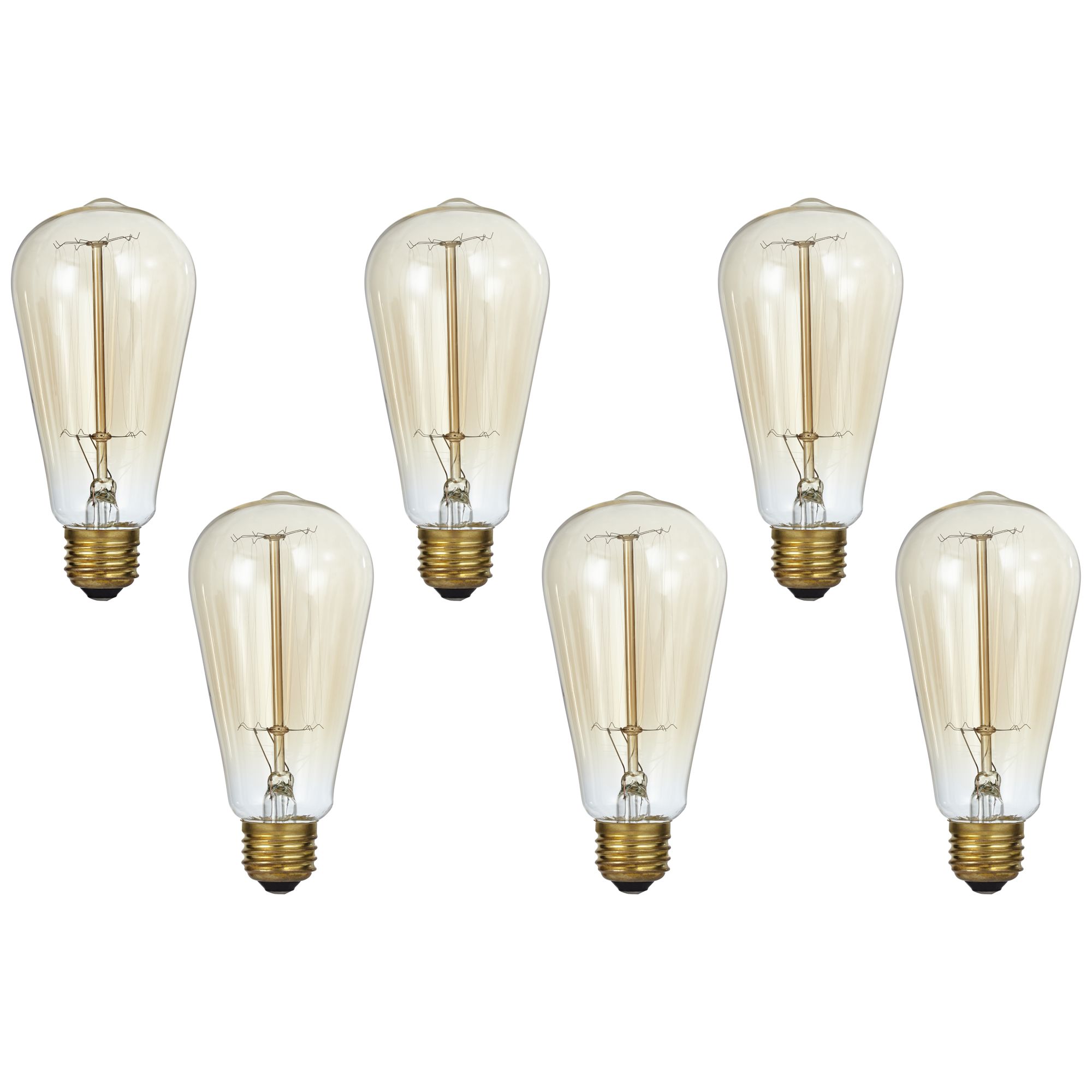 Amber Tinted Clear 60 Watt Standard Edison Style Bulb 6-Pack
