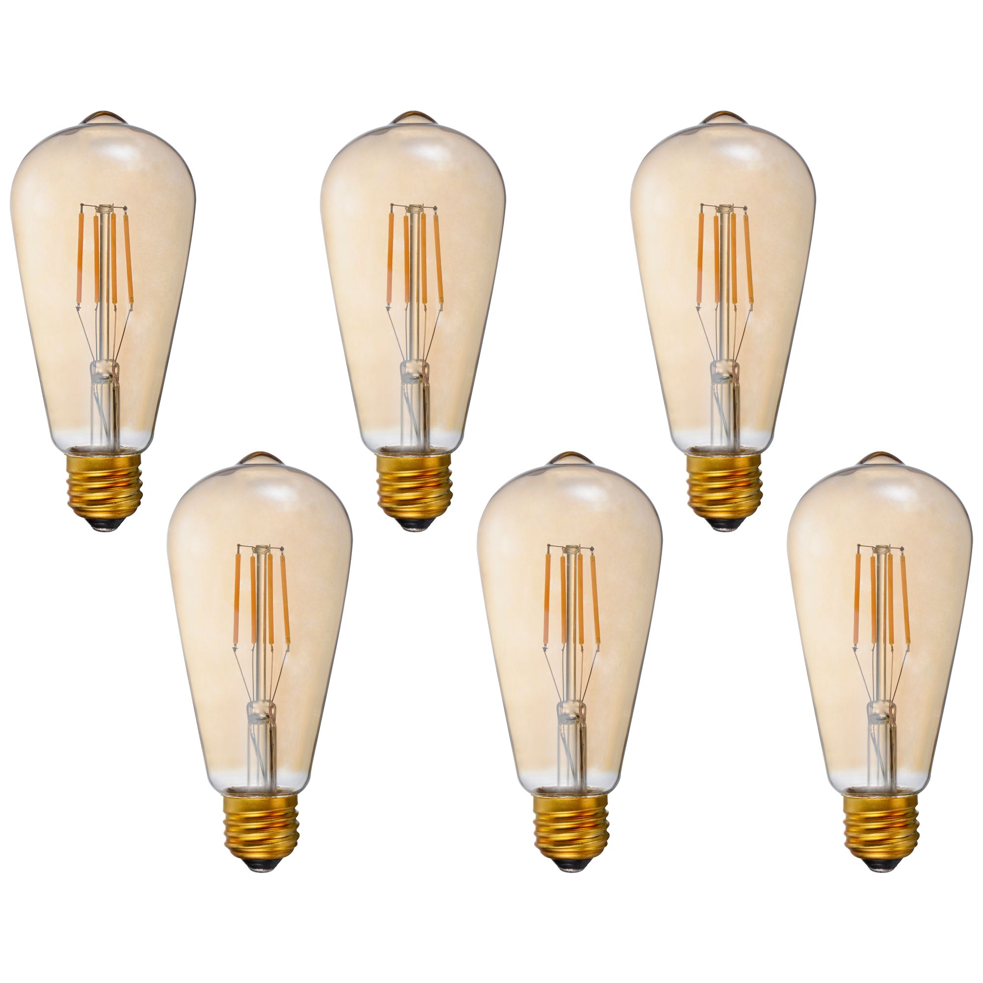 40W Equivalent Amber 4W LED Dimmable Standard Edison 6-Pack
