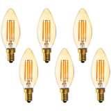 40W Equivalent Amber 4W LED Dimmable Candelabra 6-Pack