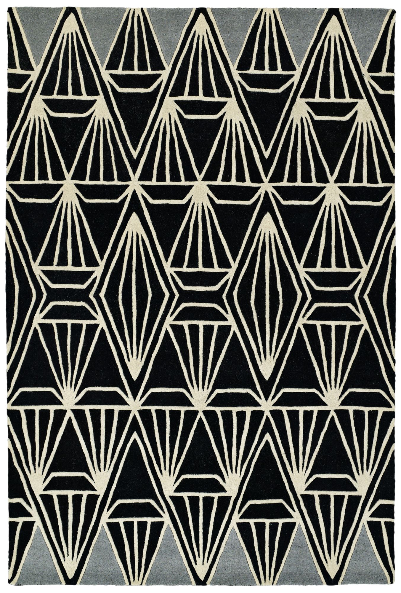 Kaleen Origami ORG01-02 Black Wool Area Rug 