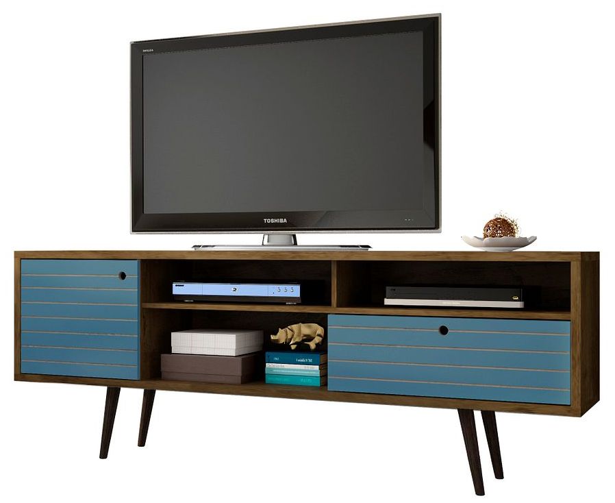 Liberty 70 3/4" Wide Wood and Aqua Blue Modern TV Stand