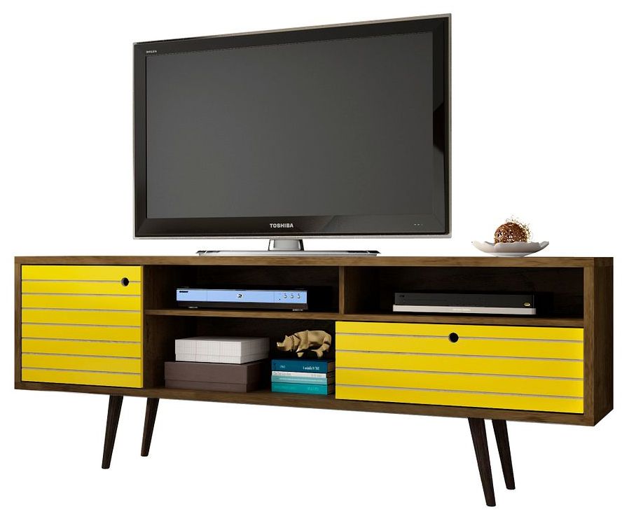 Liberty 70 3/4" Wide Rustic Wood and Yellow Modern TV Stand