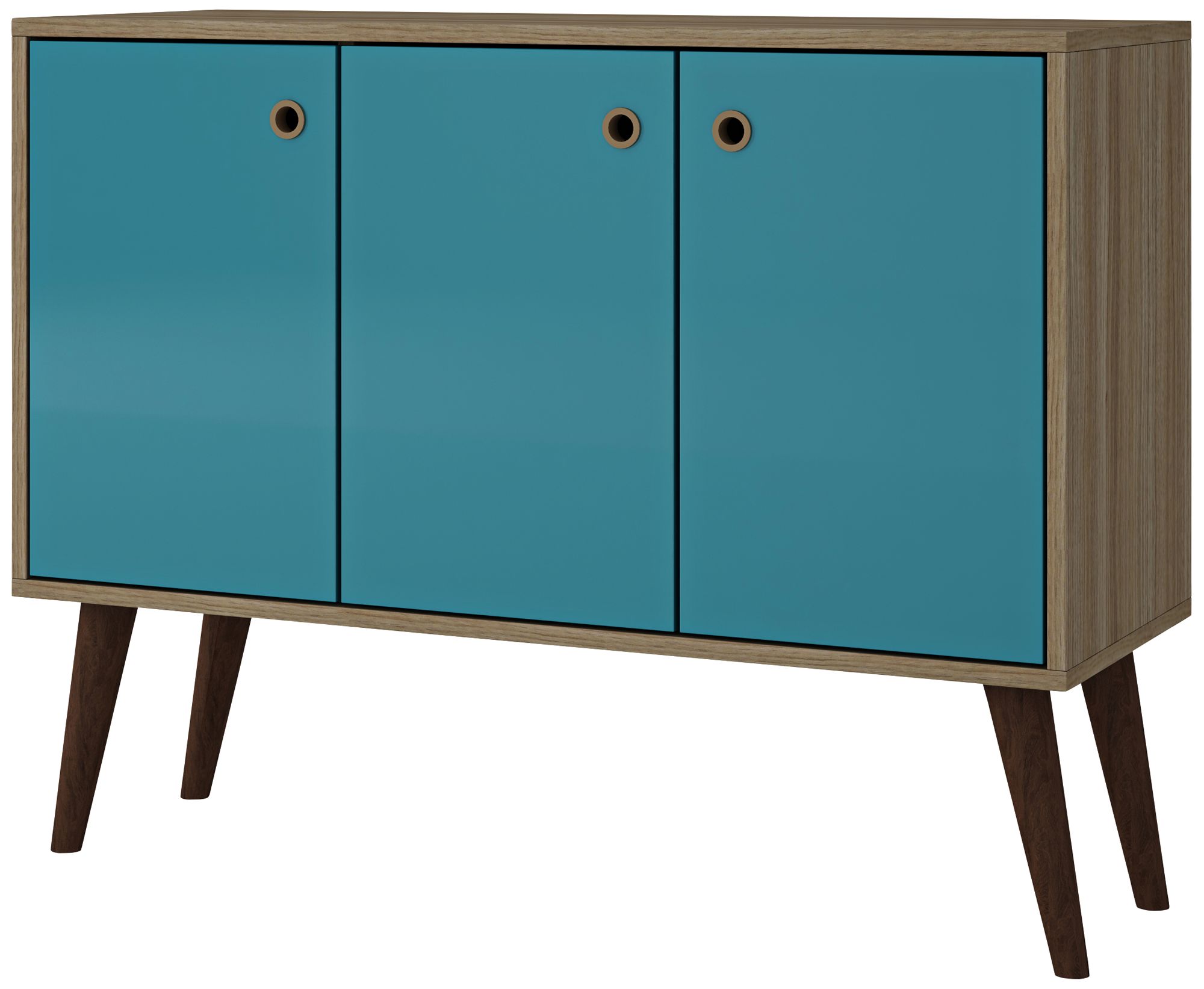 Bromma 35 1/2" Wide Oak and Aqua Blue Modern Buffet