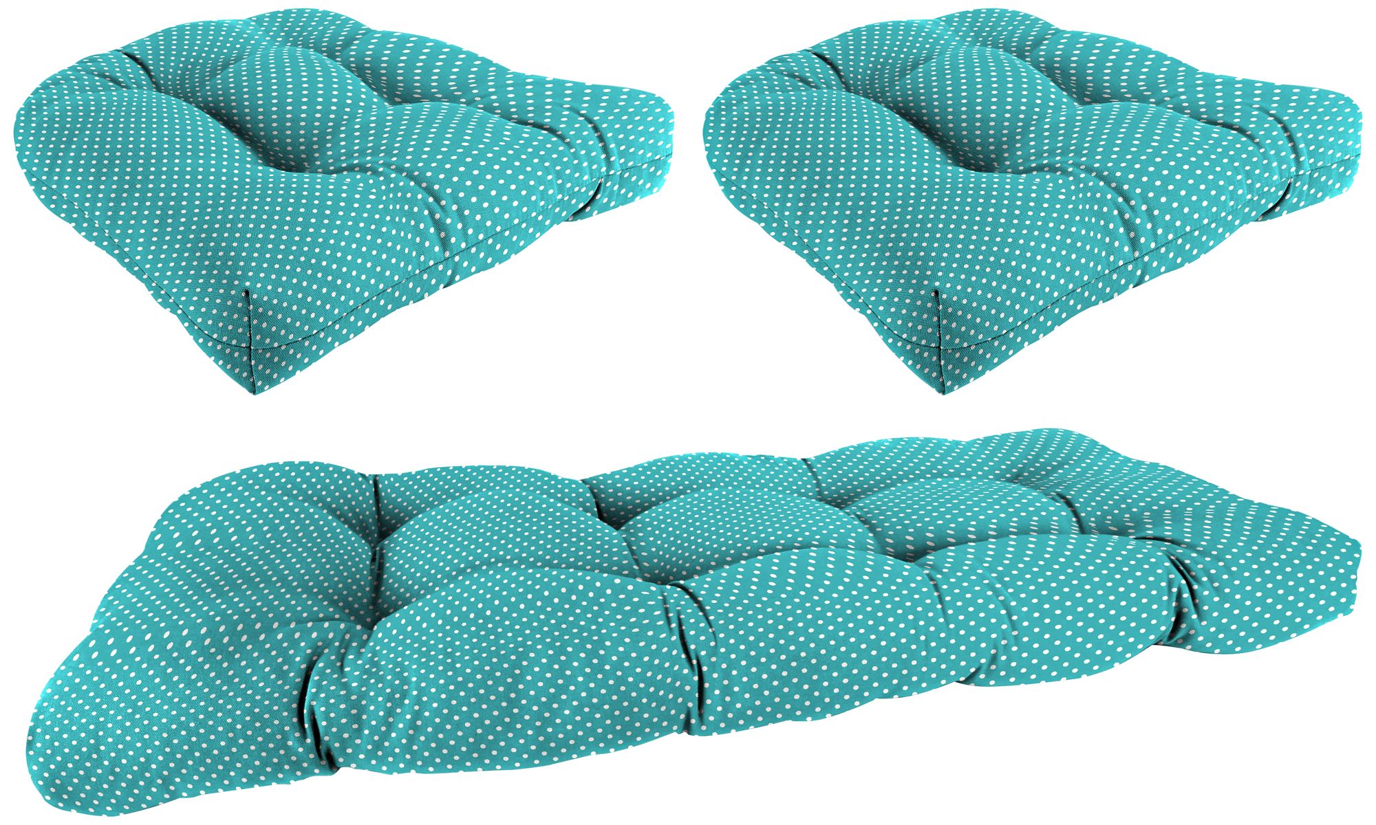 Mini Dots Ocean 3-Piece Outdoor Wicker Seat Cushion Set
