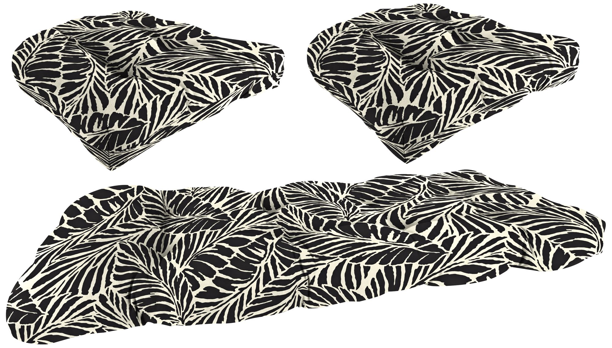 Malkus Ebony 3-Piece Outdoor Wicker Seat Cushion Set