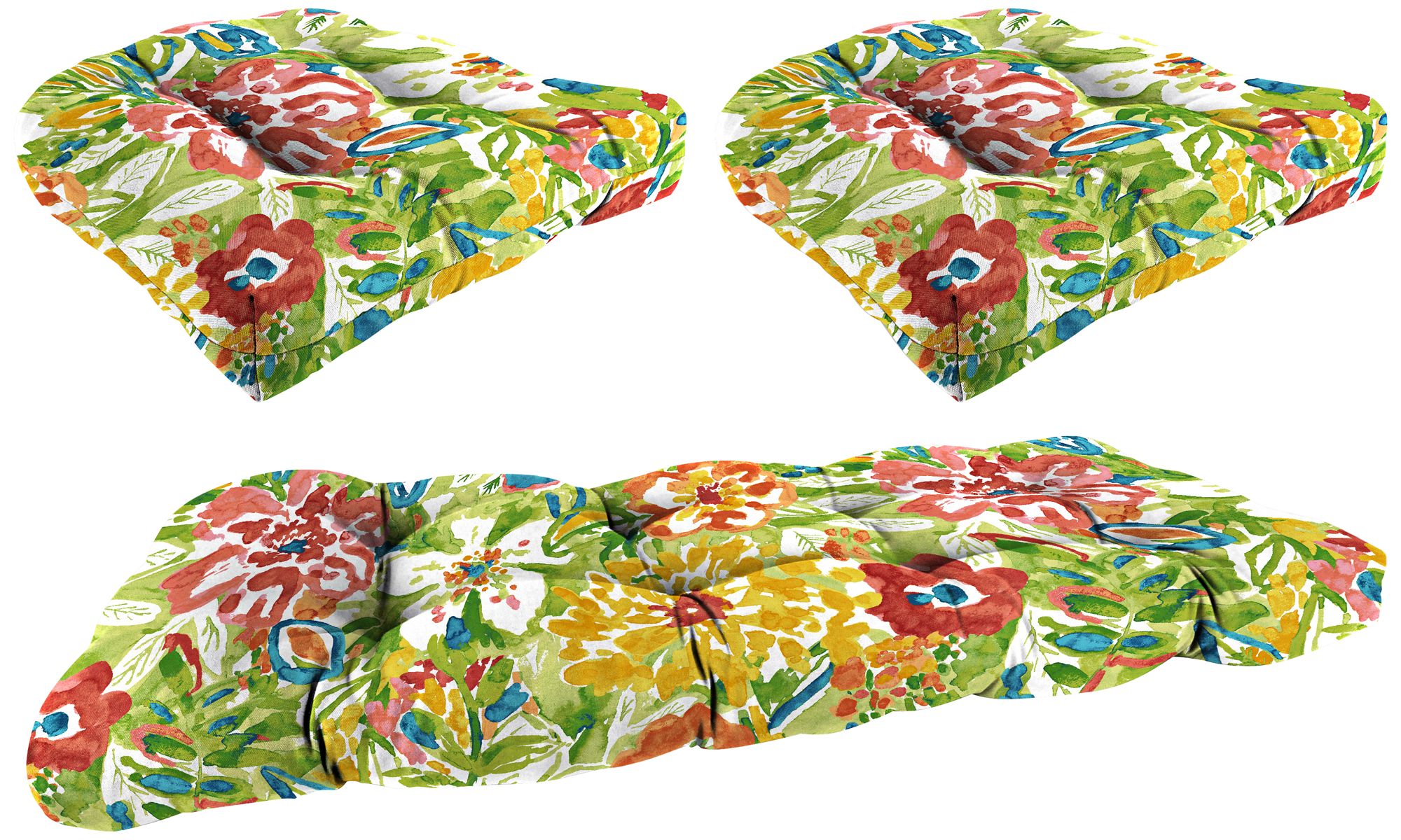 Sunriver Garden 3-Piece Outdoor Wicker Seat Cushion Set